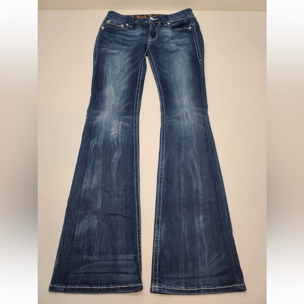 Rock Revival Ashley Boot Cut Jeans Embroidered 34” Inseam Size 29 Womens